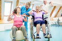 Senior group having a recreational activity to relieve hip and knee pain
