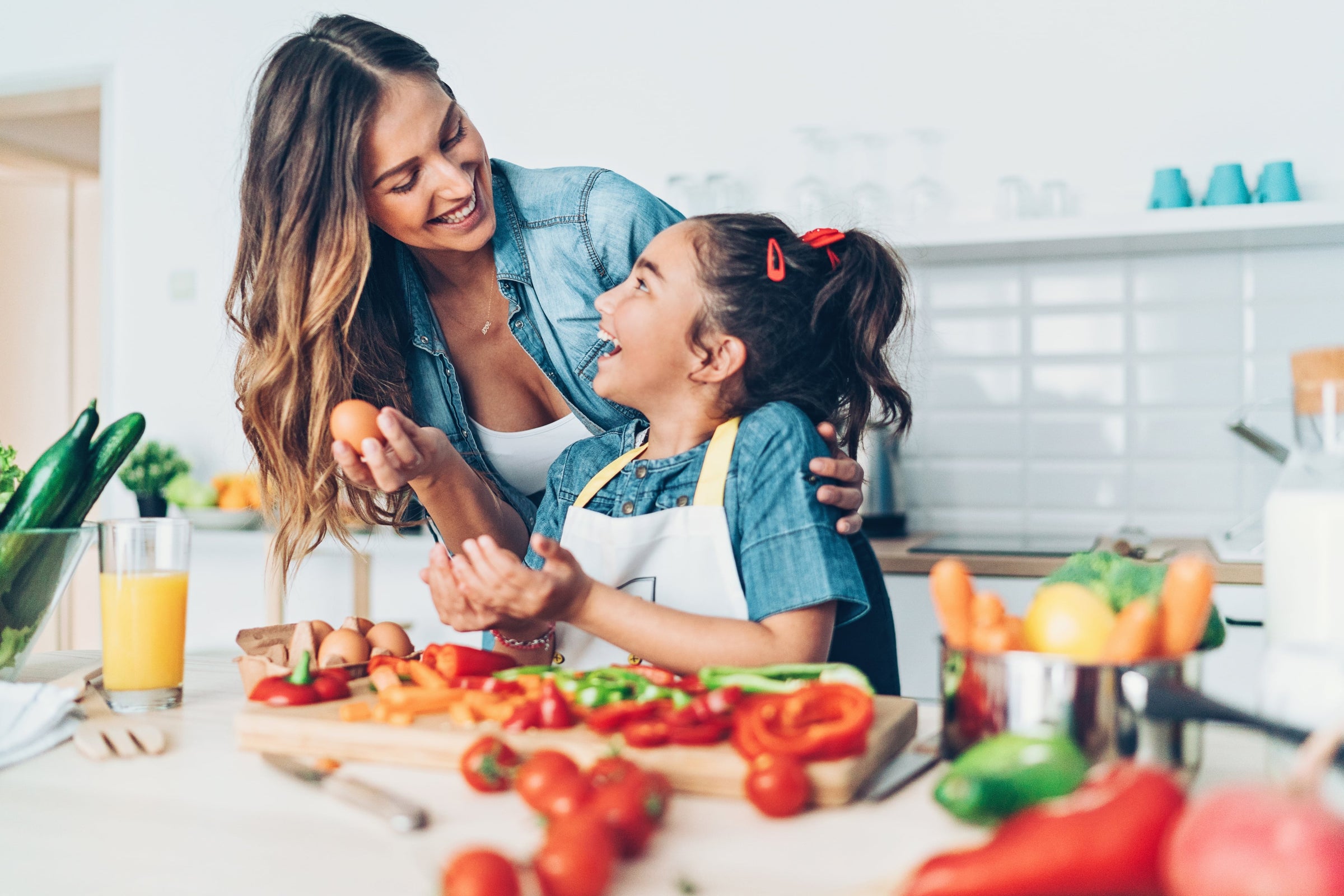 Young mom and daughter preparing what you can eat after gastric bypass